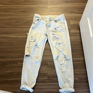 Boyfriend distressed low rise jeans